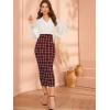 imageVerdusa Womens Elegant Plaid Elastic Waist Bodycon Midi SkirtBurgundy