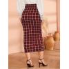 imageVerdusa Womens Elegant Plaid Elastic Waist Bodycon Midi SkirtBurgundy