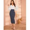 imageVerdusa Womens Elegant Plaid Elastic Waist Bodycon Midi SkirtDark Blue