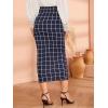 imageVerdusa Womens Elegant Plaid Elastic Waist Bodycon Midi SkirtDark Blue