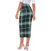 imageVerdusa Womens Elegant Plaid Elastic Waist Bodycon Midi SkirtGreen Tartan