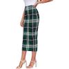 imageVerdusa Womens Elegant Plaid Elastic Waist Bodycon Midi SkirtGreen Tartan
