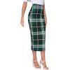 imageVerdusa Womens Elegant Plaid Elastic Waist Bodycon Midi SkirtGreen Tartan