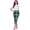 imageVerdusa Womens Elegant Plaid Elastic Waist Bodycon Midi SkirtGreen Tartan