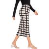 imageVerdusa Womens Elegant Plaid Elastic Waist Bodycon Midi SkirtNude and Black Grid
