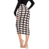 imageVerdusa Womens Elegant Plaid Elastic Waist Bodycon Midi SkirtNude and Black Grid