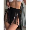 imageVerdusa Womens Fringe Trim High Waisted Mini Skirts Cover UpBlack