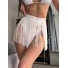 imageVerdusa Womens Fringe Trim High Waisted Mini Skirts Cover UpWhite