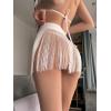 imageVerdusa Womens Fringe Trim High Waisted Mini Skirts Cover UpWhite