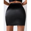 imageVerdusa Womens High Waist Chain Solid Slit Hem Satin Pencil Bodycon Mini SkirtBlack