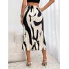 imageVerdusa Womens High Waist Graphic Print A Line Pleated Long SkirtBlack White
