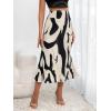 imageVerdusa Womens High Waist Graphic Print A Line Pleated Long SkirtBlack White