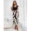 imageVerdusa Womens High Waist Graphic Print A Line Pleated Long SkirtBlack White
