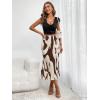 imageVerdusa Womens High Waist Graphic Print A Line Pleated Long SkirtChocolate Brown