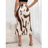 imageVerdusa Womens High Waist Graphic Print A Line Pleated Long SkirtChocolate Brown