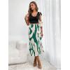 imageVerdusa Womens High Waist Graphic Print A Line Pleated Long SkirtGreen