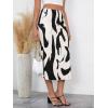 imageVerdusa Womens High Waist Graphic Print A Line Pleated Long SkirtKnit Black White