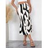 imageVerdusa Womens High Waist Graphic Print A Line Pleated Long SkirtKnit Black White