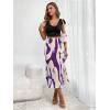 imageVerdusa Womens High Waist Graphic Print A Line Pleated Long SkirtPurple