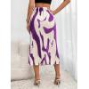 imageVerdusa Womens High Waist Graphic Print A Line Pleated Long SkirtPurple