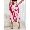 imageVerdusa Womens High Waist Graphic Print A Line Pleated Long SkirtRed White