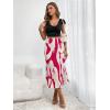 imageVerdusa Womens High Waist Graphic Print A Line Pleated Long SkirtRed White