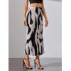 imageVerdusa Womens High Waist Graphic Print A Line Pleated Long SkirtWhite Black