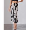 imageVerdusa Womens High Waist Graphic Print A Line Pleated Long SkirtWhite Black