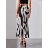 imageVerdusa Womens High Waist Graphic Print A Line Pleated Long SkirtWhite Black