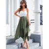imageVerdusa Womens Lace Overlay Elastic Waist Asymmetrical High Low A Line Long SkirtArmy Green
