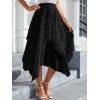 imageVerdusa Womens Lace Overlay Elastic Waist Asymmetrical High Low A Line Long SkirtBlack