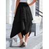 imageVerdusa Womens Lace Overlay Elastic Waist Asymmetrical High Low A Line Long SkirtBlack