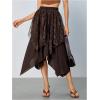 imageVerdusa Womens Lace Overlay Elastic Waist Asymmetrical High Low A Line Long SkirtBrown