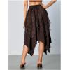 imageVerdusa Womens Lace Overlay Elastic Waist Asymmetrical High Low A Line Long SkirtBrown