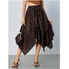 imageVerdusa Womens Lace Overlay Elastic Waist Asymmetrical High Low A Line Long SkirtBrown