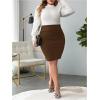 imageVerdusa Womens Plus Size Knee Length High Waist Bodycon Business Pencil SkirtChocolate Brown