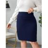 imageVerdusa Womens Plus Size Knee Length High Waist Bodycon Business Pencil SkirtDark Blue