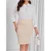 imageVerdusa Womens Plus Size Knee Length High Waist Bodycon Business Pencil SkirtKhaki
