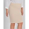 imageVerdusa Womens Plus Size Knee Length High Waist Bodycon Business Pencil SkirtKhaki