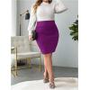imageVerdusa Womens Plus Size Knee Length High Waist Bodycon Business Pencil SkirtPurple