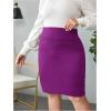 imageVerdusa Womens Plus Size Knee Length High Waist Bodycon Business Pencil SkirtPurple