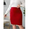 imageVerdusa Womens Plus Size Knee Length High Waist Bodycon Business Pencil SkirtRed