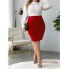 imageVerdusa Womens Plus Size Knee Length High Waist Bodycon Business Pencil SkirtRed