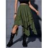 imageVerdusa Womens Renaissance Flowy Fairy Skirt Y2k Contrast Lace Layered Asymmetrical Midi SkirtsArmy Green