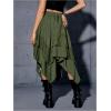 imageVerdusa Womens Renaissance Flowy Fairy Skirt Y2k Contrast Lace Layered Asymmetrical Midi SkirtsArmy Green