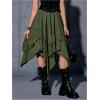 imageVerdusa Womens Renaissance Flowy Fairy Skirt Y2k Contrast Lace Layered Asymmetrical Midi SkirtsArmy Green