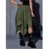 imageVerdusa Womens Renaissance Flowy Fairy Skirt Y2k Contrast Lace Layered Asymmetrical Midi SkirtsArmy Green