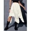 imageVerdusa Womens Renaissance Flowy Fairy Skirt Y2k Contrast Lace Layered Asymmetrical Midi SkirtsBeige