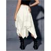 imageVerdusa Womens Renaissance Flowy Fairy Skirt Y2k Contrast Lace Layered Asymmetrical Midi SkirtsBeige