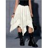 imageVerdusa Womens Renaissance Flowy Fairy Skirt Y2k Contrast Lace Layered Asymmetrical Midi SkirtsBeige